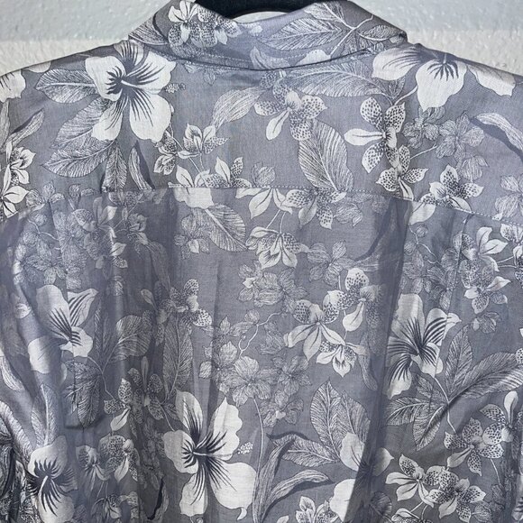TORI RICHARD 100% Cotton Men's Gray Floral Design Button Up Long Sleeve Shirt -L - Picture 5 of 14